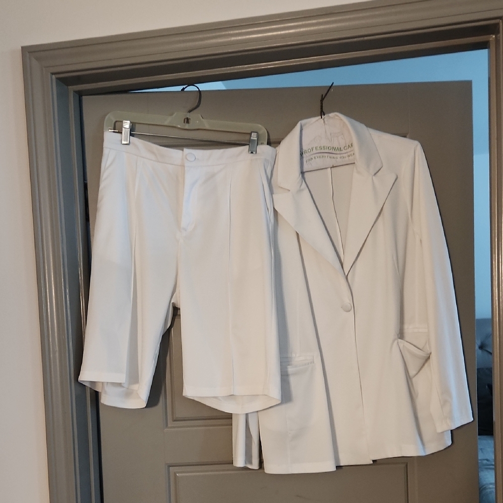 White Blazer and Shorts Set